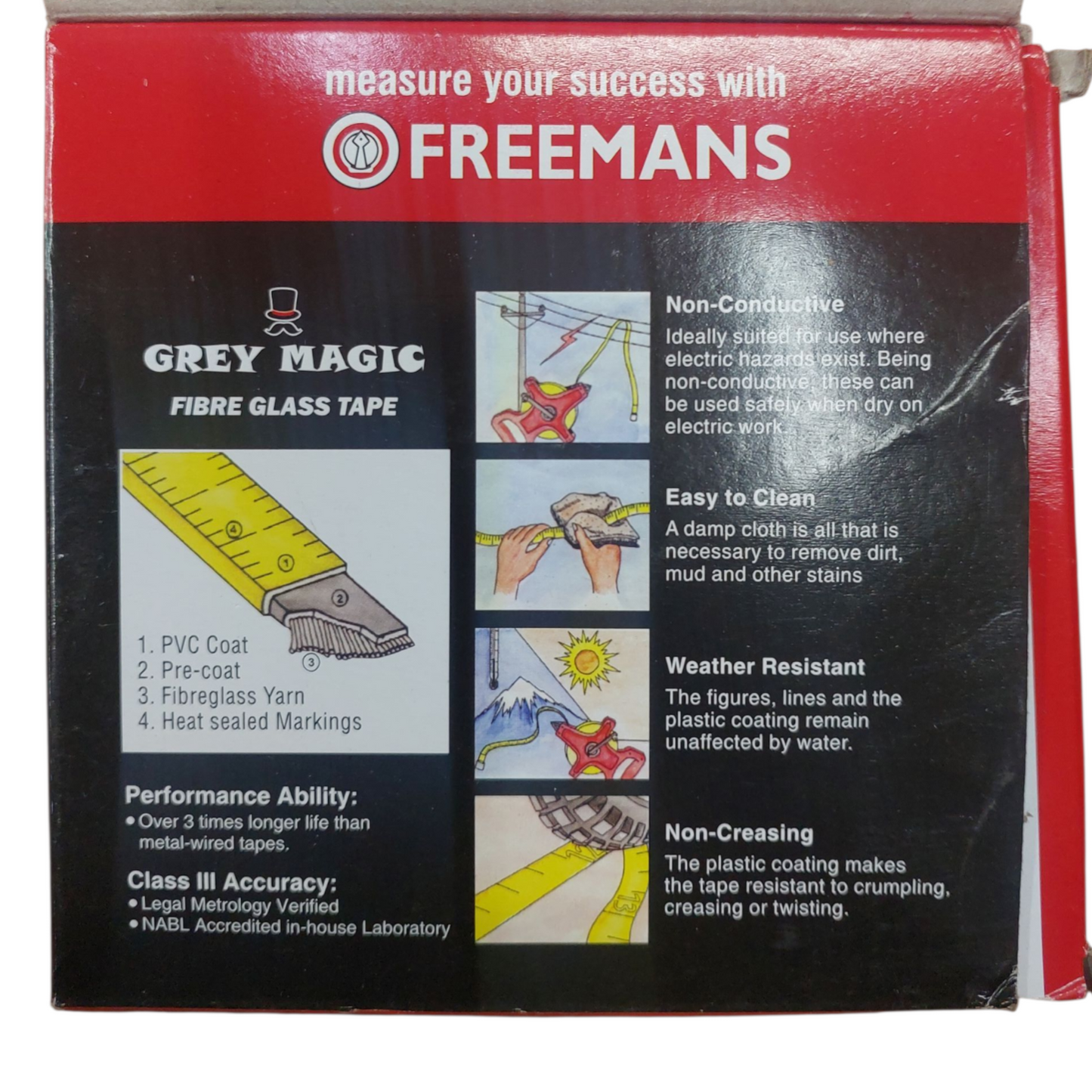 Freemans Grey Magic 15mt Measuring tape Fibreglass